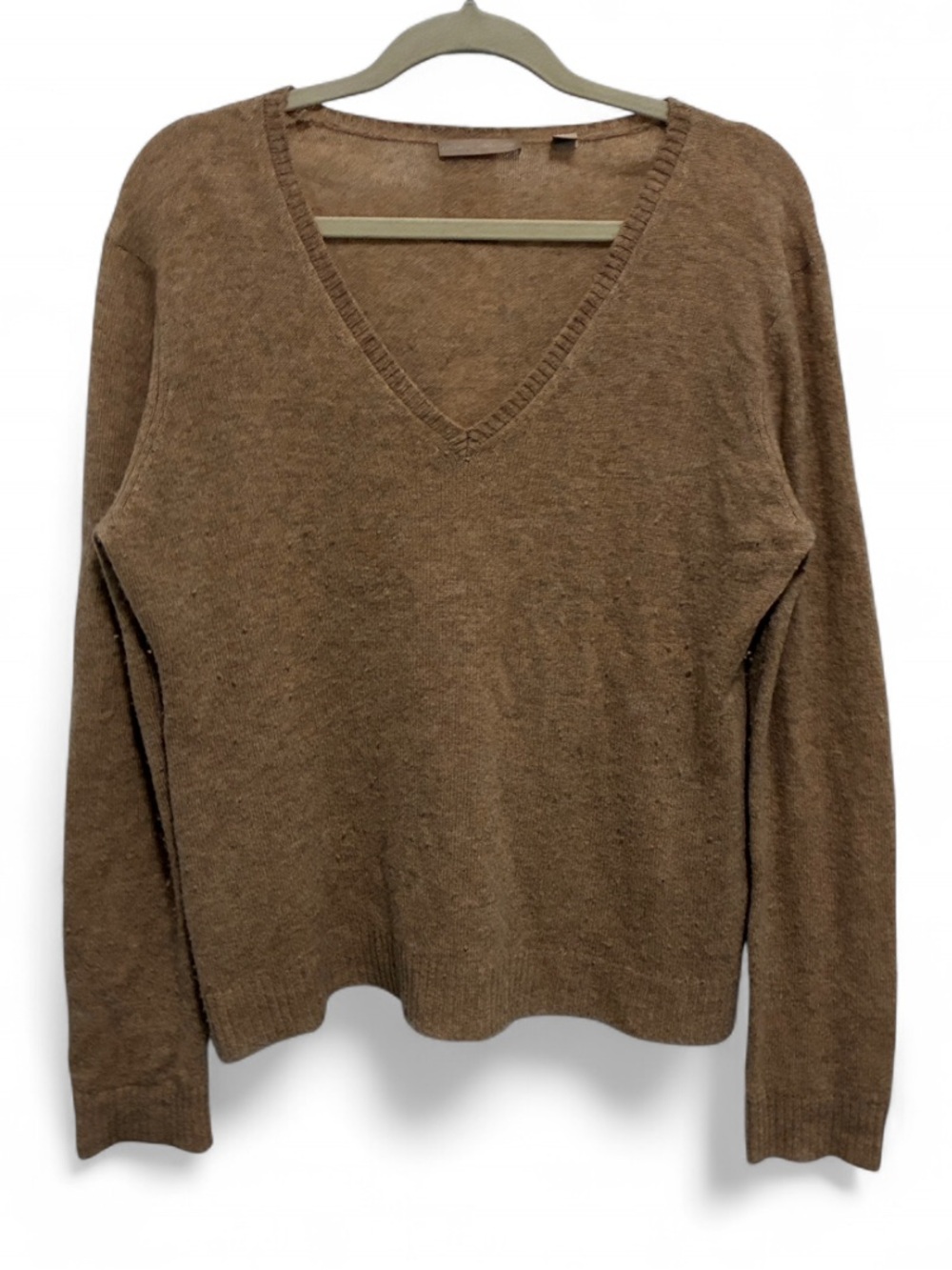 Cashmere Addiction 100% Cashmere V-Neck Tan Sweater